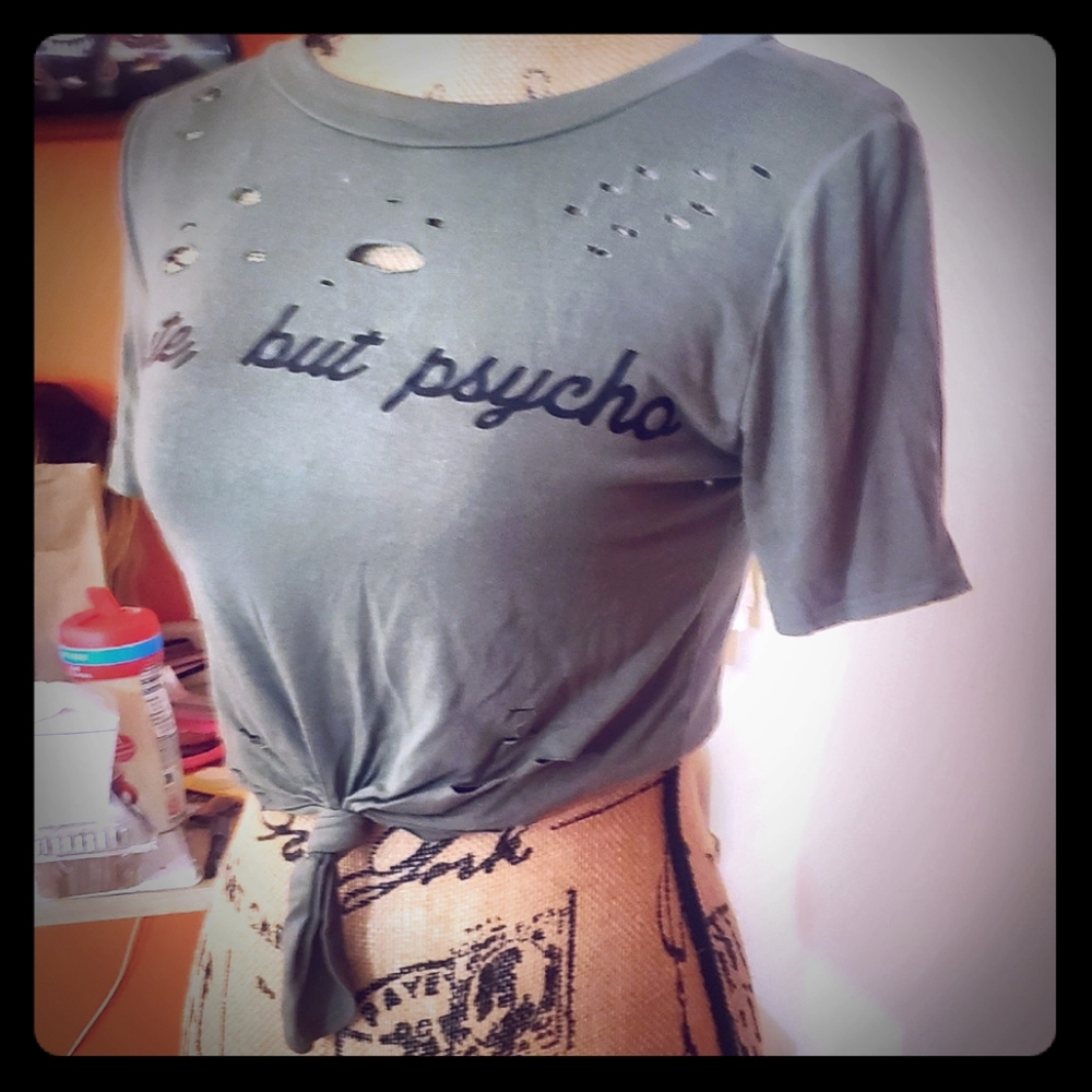 Destroyed frayed graphic size small women's tee